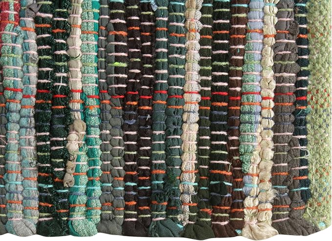 Handmade Cotton Chindi Rug Rectangular Area Rag Washable Recycled Rugs for Home Décor, Living Room and Bedroom (Multicolor, 2X3 Feet)