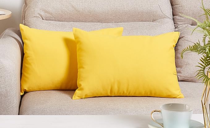 TangDepot 100% Cotton Solid Throw Pillow Cover 12x18 Yellow | 100% cotton, same-color zip, machine wash & air dry. For living room, bedroom, office, car. 42 colors, 94 sizes. Cover only.