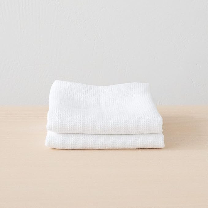 LinenMe Washed Waffle Hand and Guest Towels, 20" x 28", Optical White