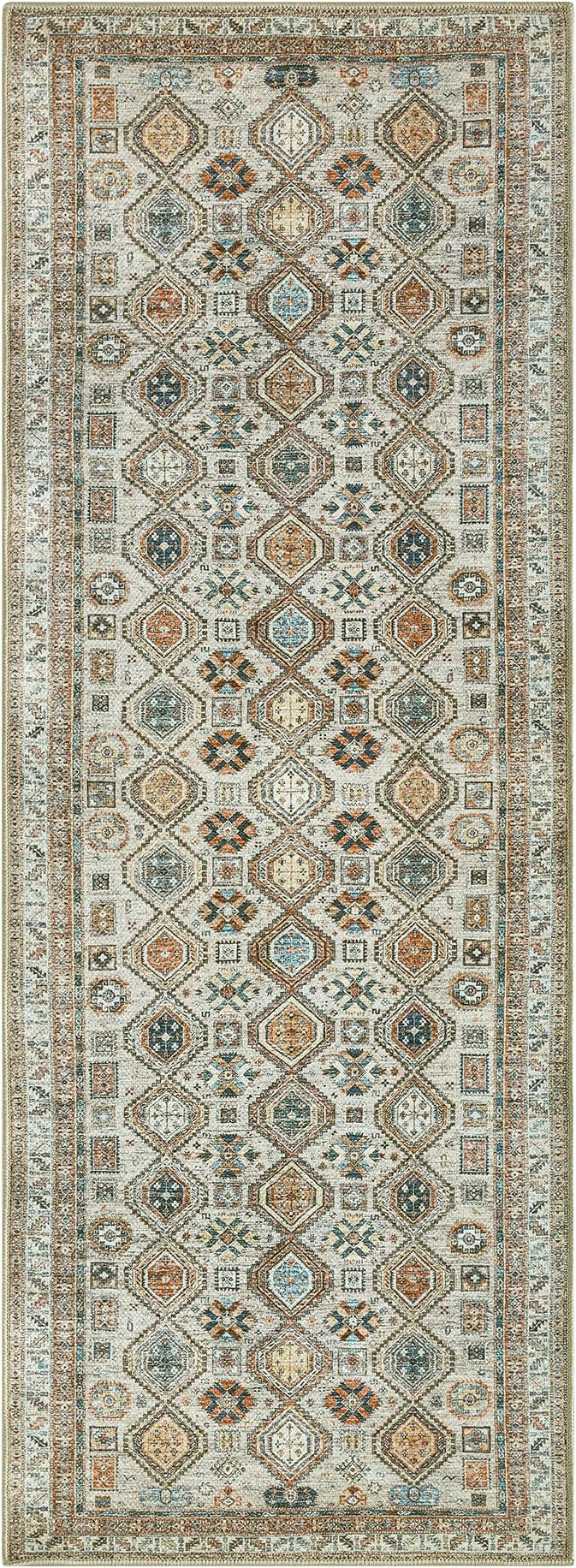 Keen Home Design 30"x144" Rug - Machine Washable Runner Rug with Non-Slip Backing, Ideal for Hallway, Entryway, Kitchen, Laundry Room - Vintage, Easy Clean, Durable, Low Pile - (2'6" x 12')