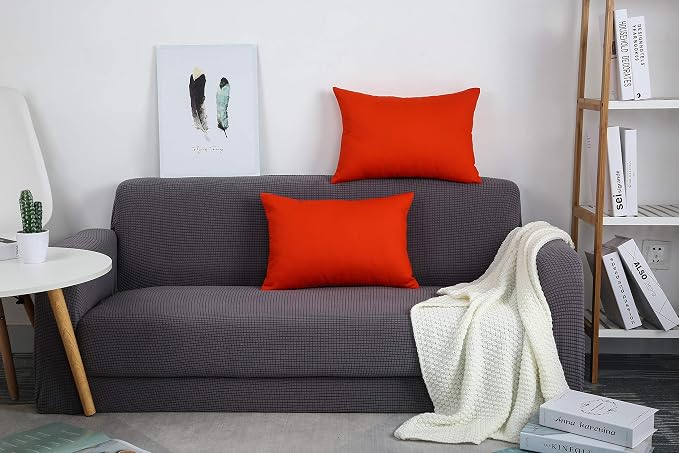 TangDepot Handmade Decorative Solid 100% Cotton Canvas Throw Pillow Covers/Pillow Shams, (12" x20" , Red Orange, 1 Count (Pack of 1)) | 100% cotton, same-color zip, machine wash & air dry. For living room, bedroom, office, car. 42 colors, 126 sizes. Co...