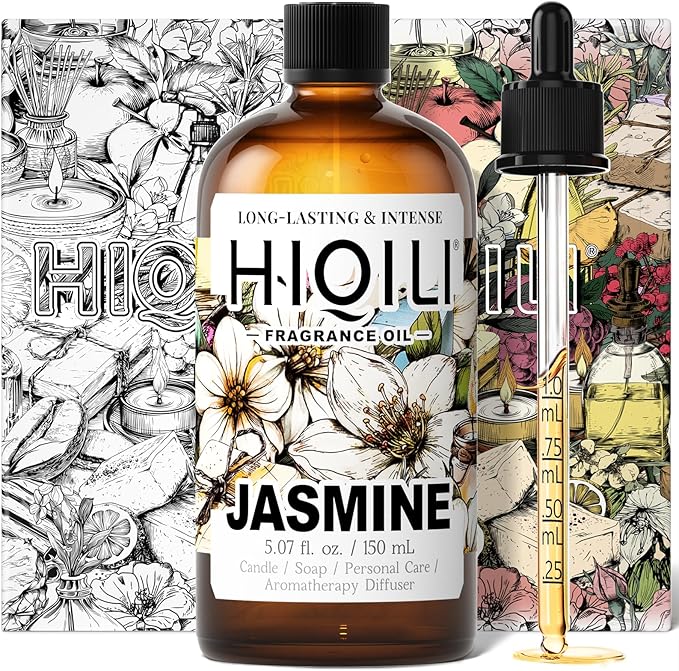 HIQILI Jasmine Fragrance Oil for Women Perfume Making - 5.07 Fl Oz | Suitable for Aromatherapy Diffuser, Long-Lasting Floral Scent, DIY Candle & Soap, Laundry Essential Oil