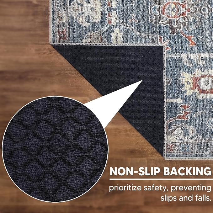 Keen Home Design 30"x120" Rug - Machine Washable Runner Rug with Non-Slip Backing, Ideal for Hallway, Entryway, Kitchen, Laundry Room - Vintage, Easy Clean, Durable, Low Pile - (2'6" x 10')