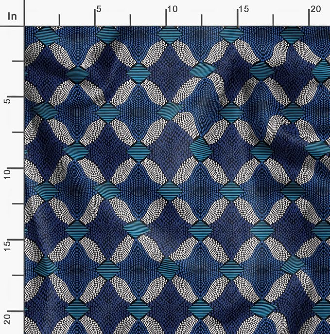 Soimoi Lightweight Velvet Fabric - Blue - Tribal Print, Unstitched Material - 58" Wide, Perfect Fabric for Upholstery, Fashion and Craft Projects, 1 Yard