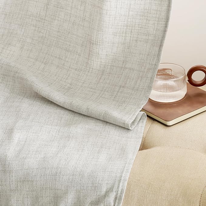 NICETOWN Linen Blended Curtains 63 Inch for Bedroom, Light Filtering Semi Sheer Burlap Curtains Farmhouse Grommet Privacy Window Drapes for Living Room, 2 Panels (52 x 63 Inch, Natural)