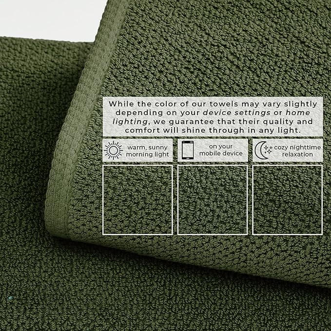 Great Bay Home 100% Cotton 6 Piece Towel Set - Absorbent, Quick-Drying, Durable Bath Towels for Bathroom Decor - Low-Twist, Two-Ply Fibers (Forest Green)