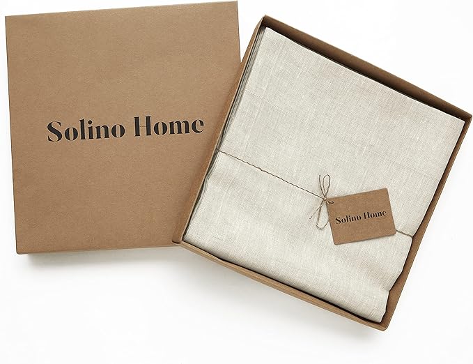 Solino Home Light Natural Linen Curtain 96 Inch, Light Filtering Rod Pocket Curtain 52 x 96 Inch, 100% Pure Linen European Flax Window Treatment for Living Room, Bedroom - 1 Panel