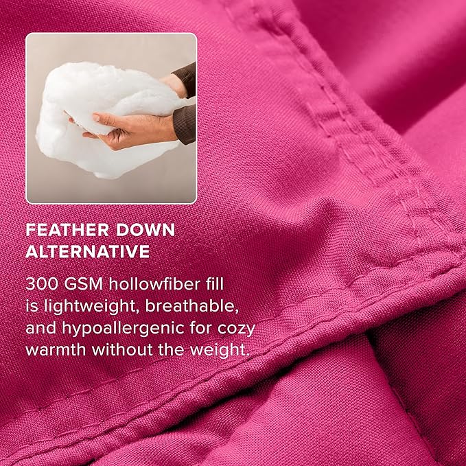 Bare Home Comforter Set - Full Size - Ultra-Soft - Goose Down Alternative - Premium 1800 Series - All Season Warmth (Full, Pink)