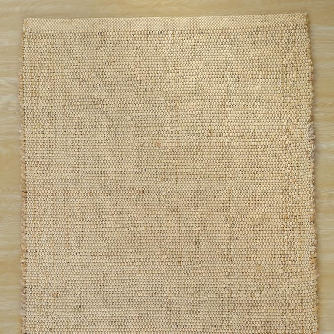 Natural Cotton Jute Rug 2x3 ft - Farmhouse Handwoven Braided Rustic Rug Eco-Friendly Indoor for Doormat, Entryway, Bedroom, Living Room, Kitchen
