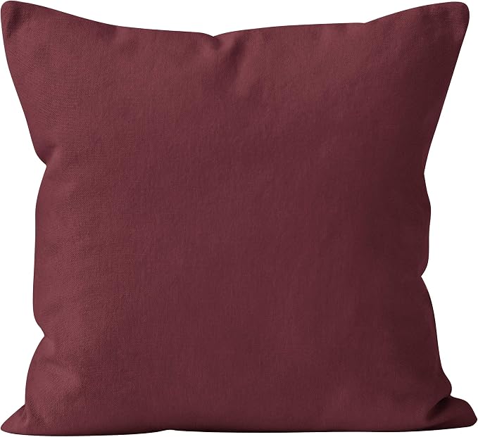Encasa XO Throw Pillow Covers 18x18 in Set of 2 Rich Maroon | No Inserts | Cotton Pillow Covers for Living Room, Bed, Sofa, Couch | Decorative Cushion Covers with Improved Zipper