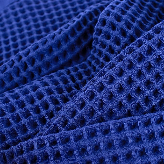 PÜSKÜL Pack of 2 Waffle Bath & Spa Towels - Premium 100% Turkish Organic Cotton - Quick Dry Thin Bath Towel for Bathroom - Made in Turkey (Navy Blue, 32x63 inch)