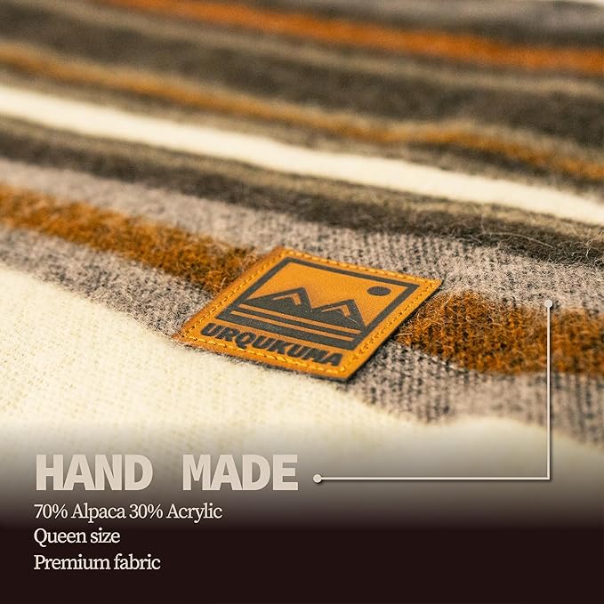 Alpaca Blanket - Premium Alpaca Wool Throw Blanket for Cozy Comfort - Warm Alpaca Wool Blanket - Variegated - Made by Artisans in The Heart of The Mountains of Ecuador