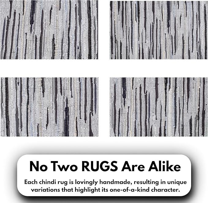 Ramanta Home 100% Cotton Chindi Rag Rug 2'x3' - Charcoal, Recycled Reversible Rug, Boho Rustic Farmhouse Rugs for Living Room, Kitchen, Entryway, Bedroom Floor Mats - 24"x36"