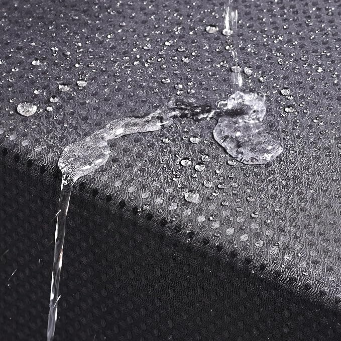 Black Fabric Shower Curtain -256GSM Waffle Thickened Heavy Duty Shower Curtain with 12 Stainless Steel Hooks, 72x72 inch, Black