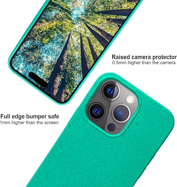 eplanita Eco Mobile Phone Case Compatible with iPhone 15 Pro, Plant Fiber, Drop Protection Cover, Durable and Sustainable (for iPhone 15 Pro, Mint)