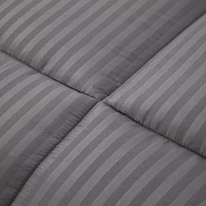 Dorrin Nessin Down Alternative Comforter All Season Duvet Insert(Grey Stripe, Twin)-Ultra Soft Double Brushed Microfiber Quilt Cover, Box Stitched 90x90 Comforter with Corner Tabs