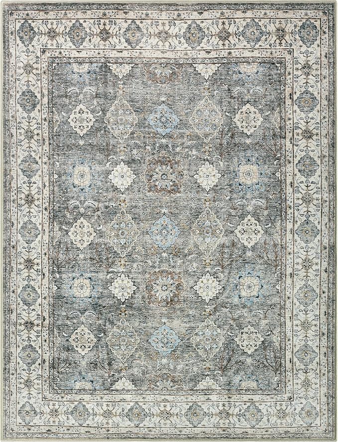 Keen Home Design 48"x72" Rug - Machine Washable Area Rug with Non-Slip Backing, Ideal for Living Room, Dining Room, Bedroom - Vintage, Easy Clean, Durable, Low Pile Rug - (4' x 6')