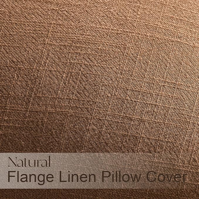 Neutral Brown Linen Pillow Covers Pack of 4 Decorative Natural Solid Throw Pillow Covers Soft Accent Boho Farmhouse Couch Pillowcases Modern Home Decors for Living Room Bed Sofa 18x18 Inch