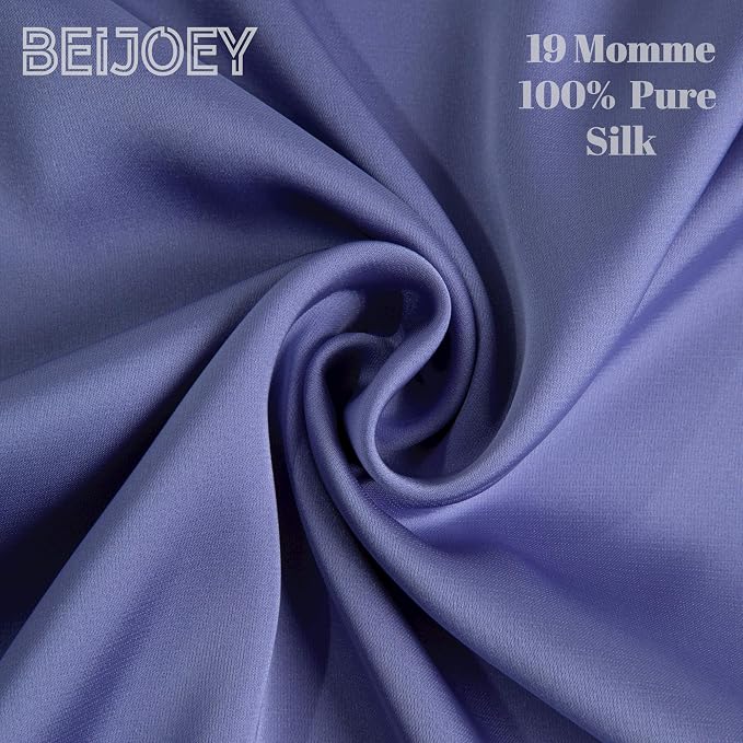 100% Mulberry Silk Pillowcase for Hair and Skin,with Hidden Zipper,Both Sides 19 Momme 600 Thread Count Natural Silk Pillow Cover,Soft Breathable Smooth (Gray Blue, Standard 20''x26'')