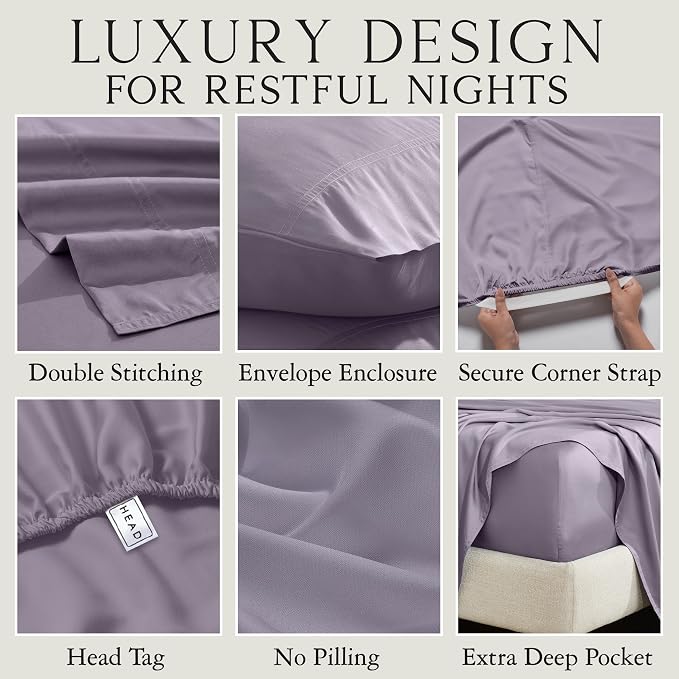 KARISSA MAE Pure Viscose from Bamboo King Size Pillowcase Set | 100% FSC Certified | Luxuriously Soft | Cooling | [Plum]