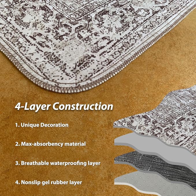 nunubaby Washable Pee Pads for Dogs, Stylish, Non-Slip and Leak-Proof Pee Pads. Reusable Potty Pads for Dogs for Crates and Floors.(Brown/Geo,48" x48" )
