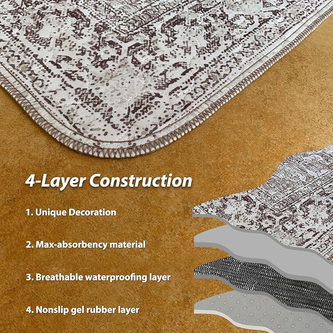 nunubaby Washable Pee Pads for Dogs, Stylish, Non-Slip and Leak-Proof Pee Pads. Reusable Potty Pads for Dogs for Crates and Floors.(Brown/Geo,31" x36" )