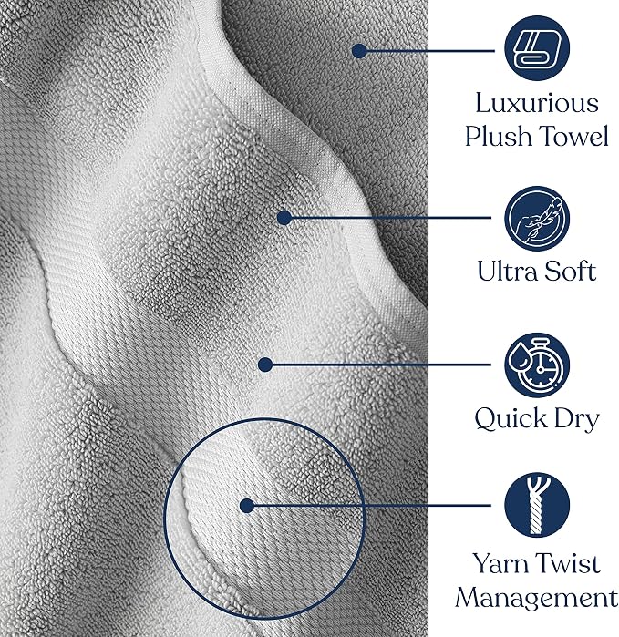 Organic Cotton Luxuriously Plush Bath Towel Pack of 4 | GOTS & OEKO-TEX Certified | Premium Hotel Quality Towels | Feather Touch Technology|650 GSM Long Staple|Soft, Quick Dry & Ultra-Absorbent