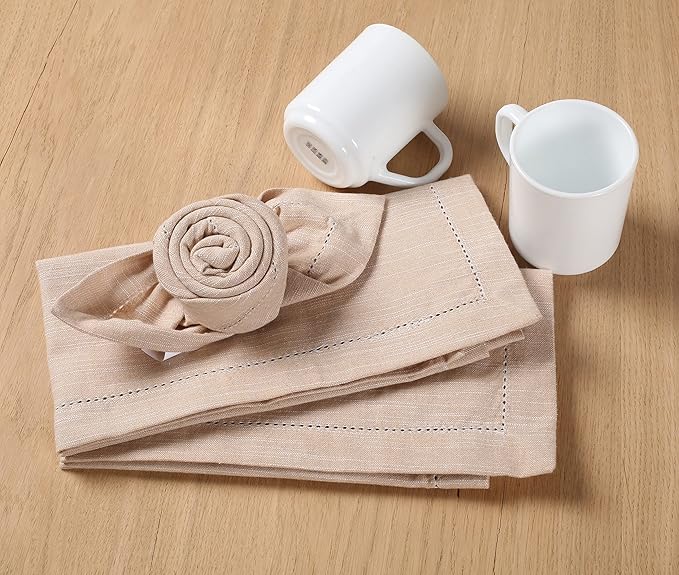 Chambray Slub Cloth Dinner Napkins Set of 6(20X20 in Linen) 100% Cotton Everyday Use Premium Quality Over Sized Cloth Napkins with Mitered Corners Ultra Soft Durable Hotel Quality