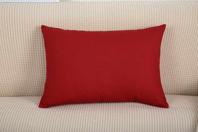 TangDepot 100% Cotton Solid Throw Pillow Cover 12x20 Deep Red | 100% cotton, same-color zip, machine wash & air dry. For living room, bedroom, office, car. 42 colors, 110 sizes. Cover only.