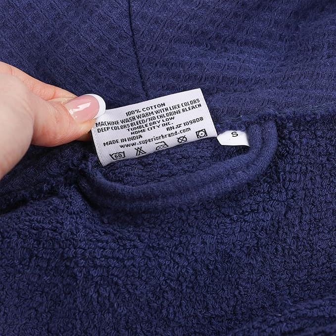 Superior Waffle Weave Cotton Unisex Bathrobe with Belt, Soft and Absorbent Robe for Men and Women Bath Essentials Robes