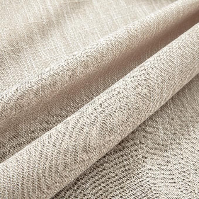 MYSKY HOME Ceiling Curtains for Living Room, Soft Cotton Curtain Polyester Blend Semi Sheers Light Filtering Window Treatments Decor Back Tab Top Panel, 50" x 95", Light Taupe, 2 Pcs