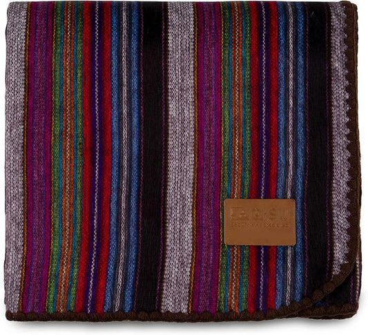 QISU Alpaca Wool Blanket Throw | Large, Beautiful, Warm, Variegated | 85 x 65 inches | Ultra-Soft, Hypoallergenic and Breathable | Non-Itchy or Scratchy (Purple Earth Variegated)