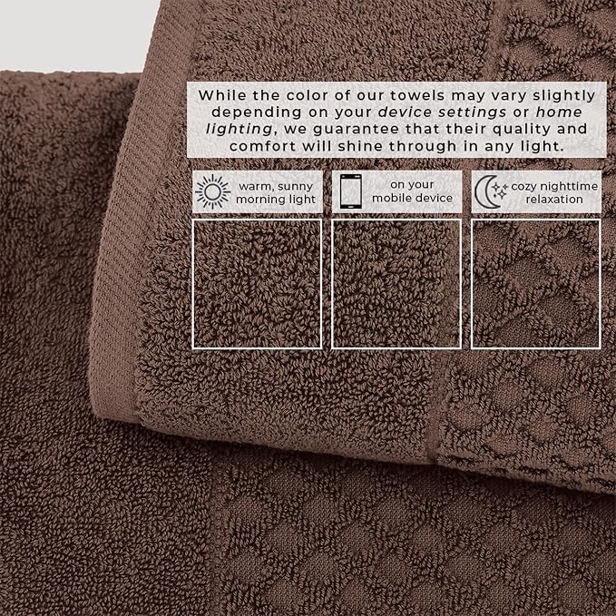 Great Bay Home Bath Towels - 100% Cotton 6 Piece Bath Sheet Set - Diamond Waffle Weave - Absorbent, Durable, Quick-Dry Towels for Bathroom (Chocolate)