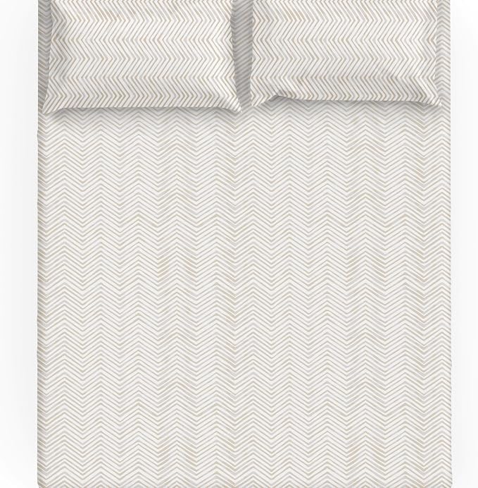 MakeMake Organics Organic Sheet Set Full (4 Piece) GOTS Certified Organic Cotton Sheets 300 TC Sateen Soft Fitted Sheet Flat Sheet Pillow Cases Toddler Kids (Full, Herringbone)