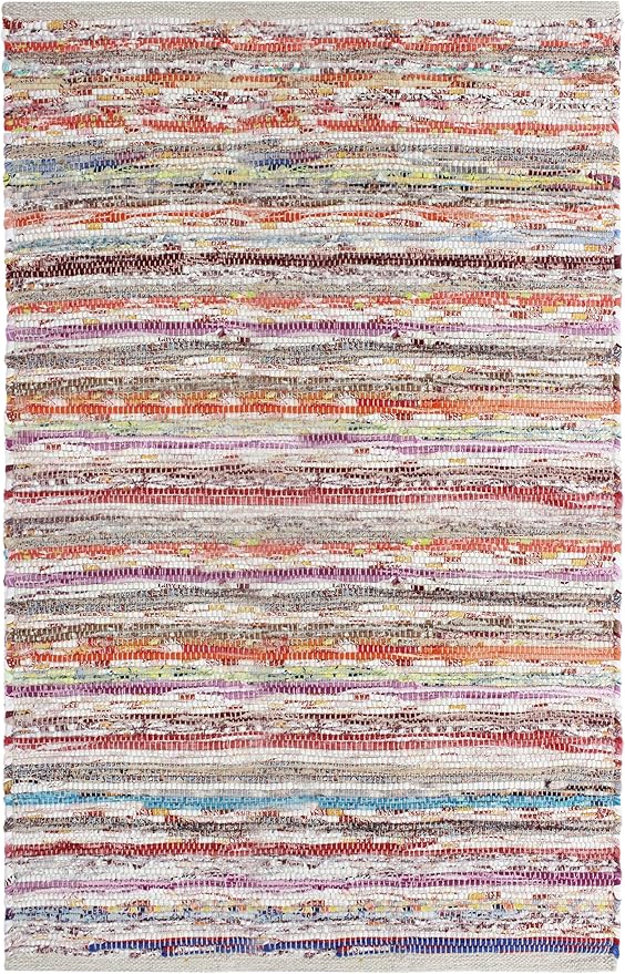 COTTON CRAFT Cotton Chindi Rag Rug - 4 x 6 ft – Handwoven Reversible Boho Farmhouse Area Rug – Multicolor Recycled Cotton Yarn Accent Carpet for Living Room, Bedroom, Entryway & Dorm Décor