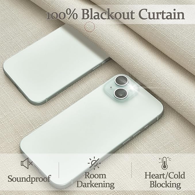 PleatedDrapes Custom Blackout Memory Trained Pinch Pleated Dining Room Curtains 78 Inches Long 2 Panels Set, Cream Double Layer Linen Thermal Noise Reducing Farmhouse Window Curtain 6-1/2 FT Length