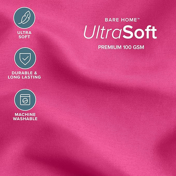Bare Home Comforter Set - Full Size - Ultra-Soft - Goose Down Alternative - Premium 1800 Series - All Season Warmth (Full, Pink)