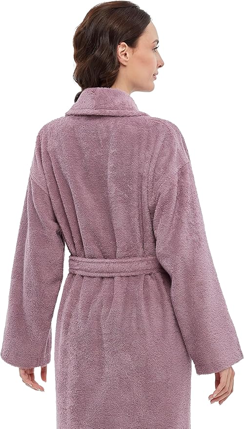 Arus Women's Shawl Collar Robe, Turkish Terry Cotton Bathrobe,with Regular and Full Length Options