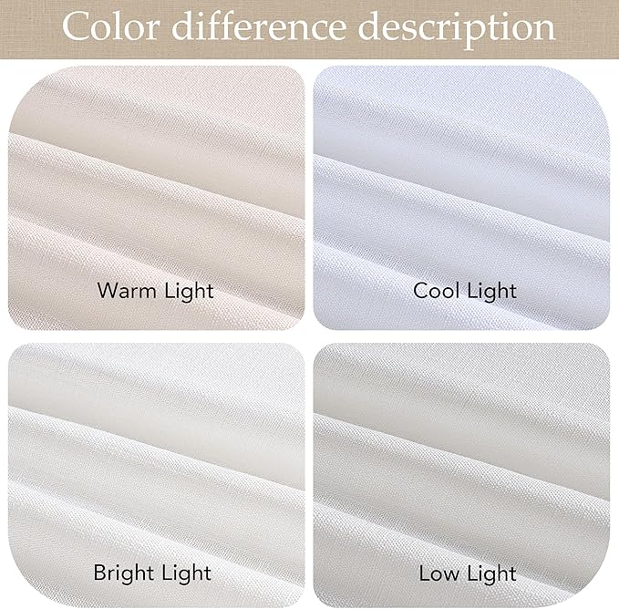 NICETOWN Faux Linen Curtains 84 inch Long 2 Panels Set for Bedroom/Living Room, 55" Wide Snow Wihte Thick Flax Linen Privacy Window Drapes Rod Pocket & Back Tab with Light Filtering, W55 x L84