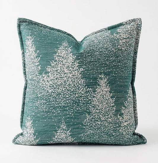 SanVia Cotton Throw Pillow Covers 20x20 – Handwoven Jacquard Texture, Fade-Resistant, No Pilling – Hidden Zipper, Decorative Cushion Cover for Sofa, Couch, Bed – Insert Not Included (Floral, Green)