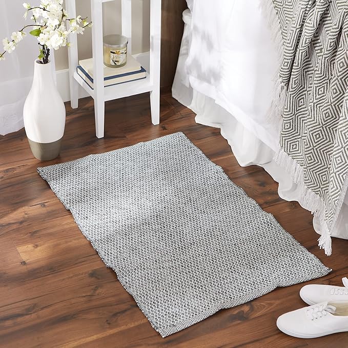 DII Woven Recycled Yarn Rag Rug Collection Miniature Diamonds, 2x3', Gray (Pack of 4)