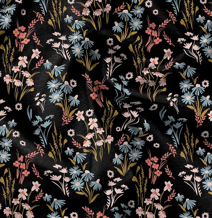 Soimoi Floral Print - Multicolor, Canvas Fabric Material - 56 Inch Wide, 1 Yard, Unstitched Fabric for Upholstery, Bags, Workwear and Outdoor Gear.