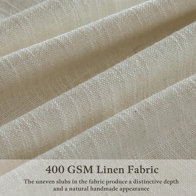 Extra Long Pinch Pleated 132 Inch Beige Linen Curtains 50 Inch Wide 2 Panels Set for High Ceiling Living Room Bedroom Memory Shaped Semi Sheer Pleat Drapes Hooks Rings Light Filtering 2 Story Window