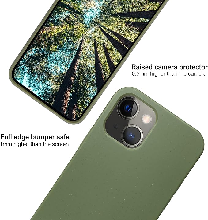 eplanita Eco Mobile Phone Case Compatible with iPhone 13, Plant Fiber, Drop Protection Cover, Durable and Sustainable (for iPhone 13, Khaki)