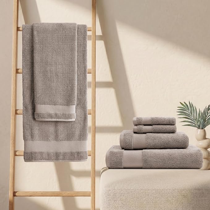 BIOWEAVES 100% Organic Cotton Bath Sheet Set of 2 | Soft Oversized Bath Towels | 700 GSM Premium Bath Towel Sheet Set GOTS Certified - Taupe