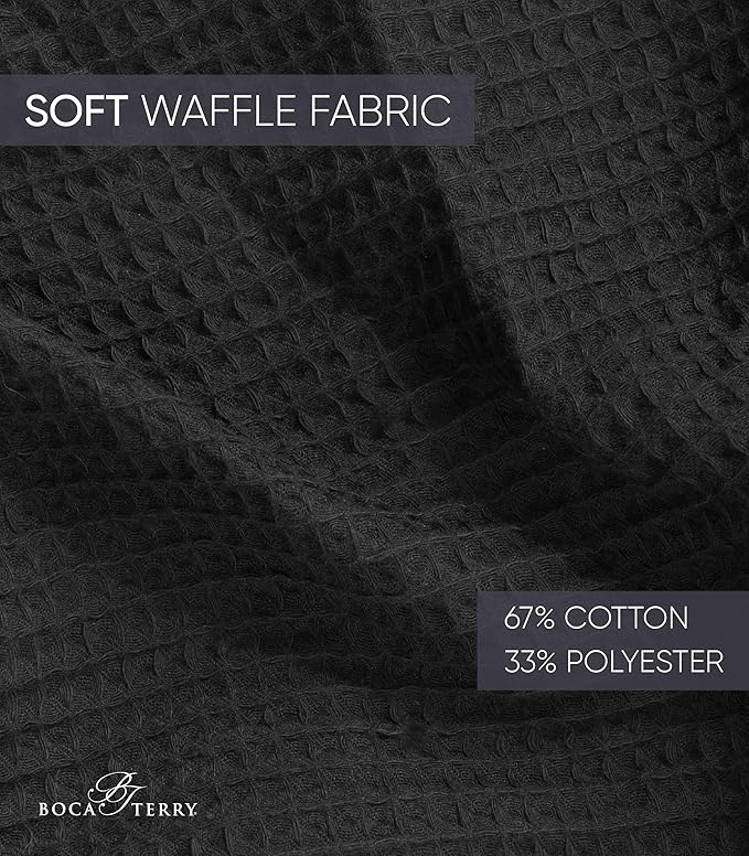 Men's Waffle Robe by BOCA TERRY, Waffle Knit Spa Robe, Long Lightweight Cotton Kimono Hotel Bathrobe