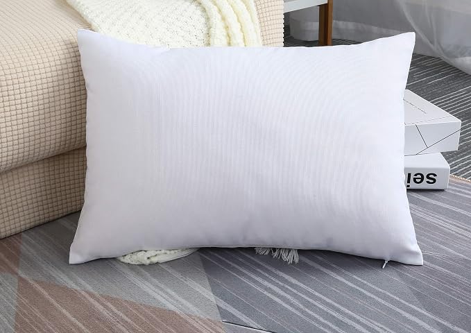 TangDepot Handmade Decorative Solid 100% Cotton Canvas Throw Pillow Covers/Pillow Shams, (12" x18" , White, 1 Count (Pack of 1)) | 100% cotton, same-color zip, machine wash & air dry. For living room, bedroom, office, car. 42 colors, 92 sizes. Cover only.