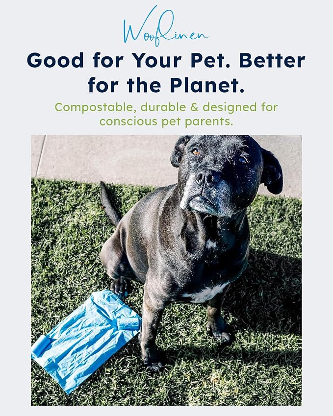 Wooflinen Home Compostable Dog Poop Bags – Leak-Proof Dog Poop Bags Rolls – Large 9x13”, Durable, Easy Tear – Made from Plant & PBAT Material – For Big & Small Dogs – 720 Count (48 Rolls)