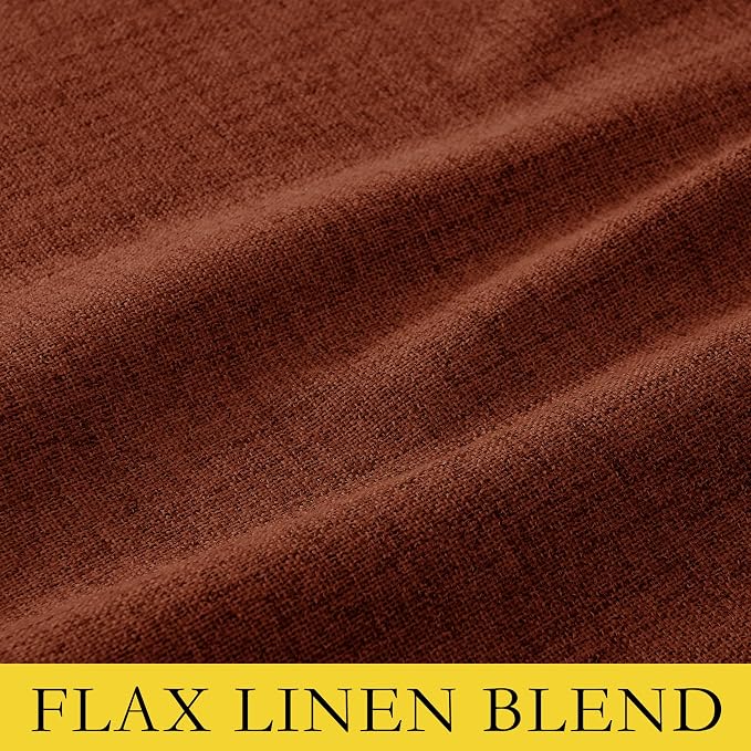 NICETOWN 100% Blackout Farmhouse Curtains 95" Length with Thermal Insulated Liners, Privacy Window Treatments Fall Home Decoration, Drapes for Cottage Living Room (2 Panels, 52" W, Burnt Orange)