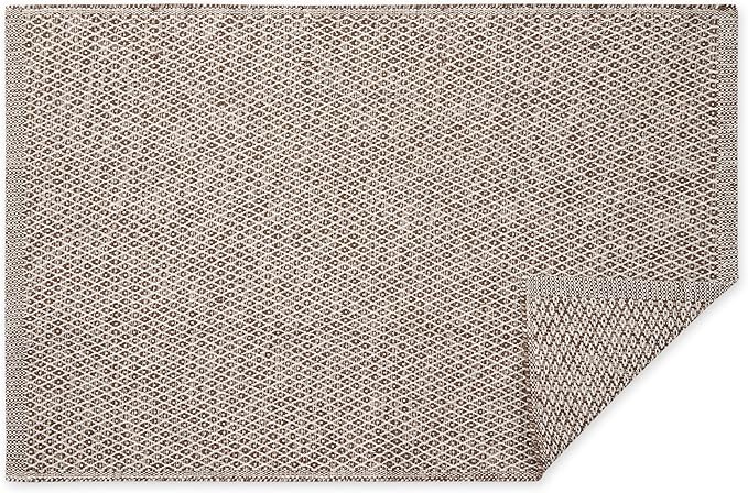 DII Woven Recycled Yarn Rag Rug Collection Miniature Diamonds, 2x3', Leather Brown